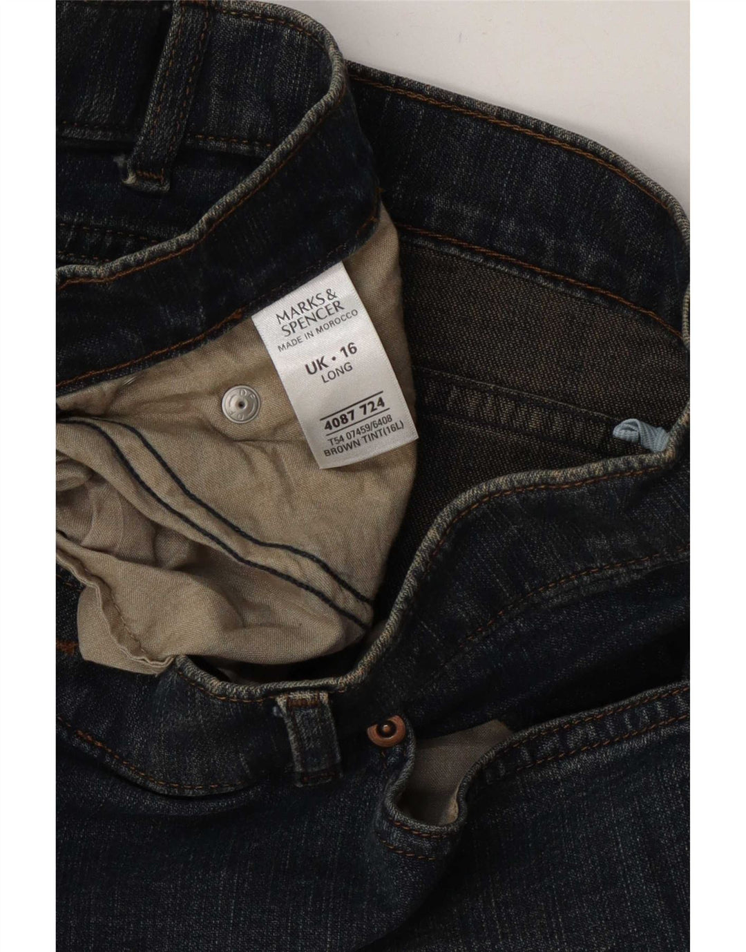 Marks & Spencer Damskie jeansy Bootcut UK 16, duże, W34 L31, niebieska bawełna