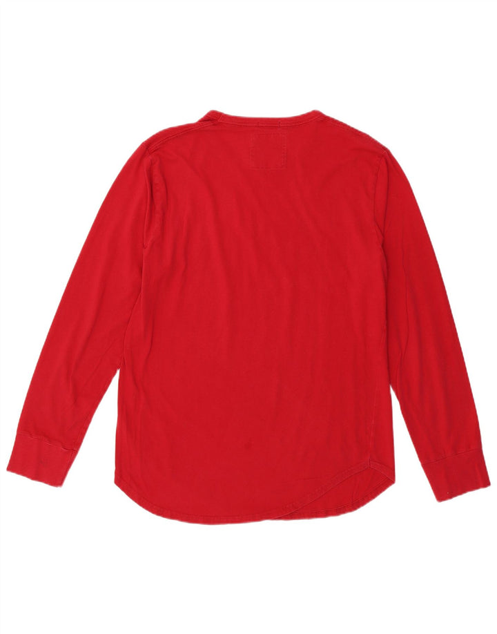 HOLLISTER Mens Graphic Top Long Sleeve Medium Red Cotton