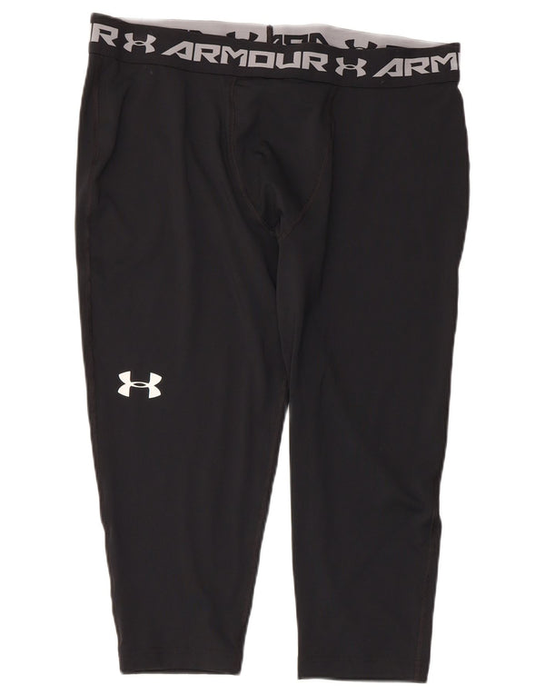Męskie legginsy Capri Under Armour z grafiką, 2XL, czarny poliester