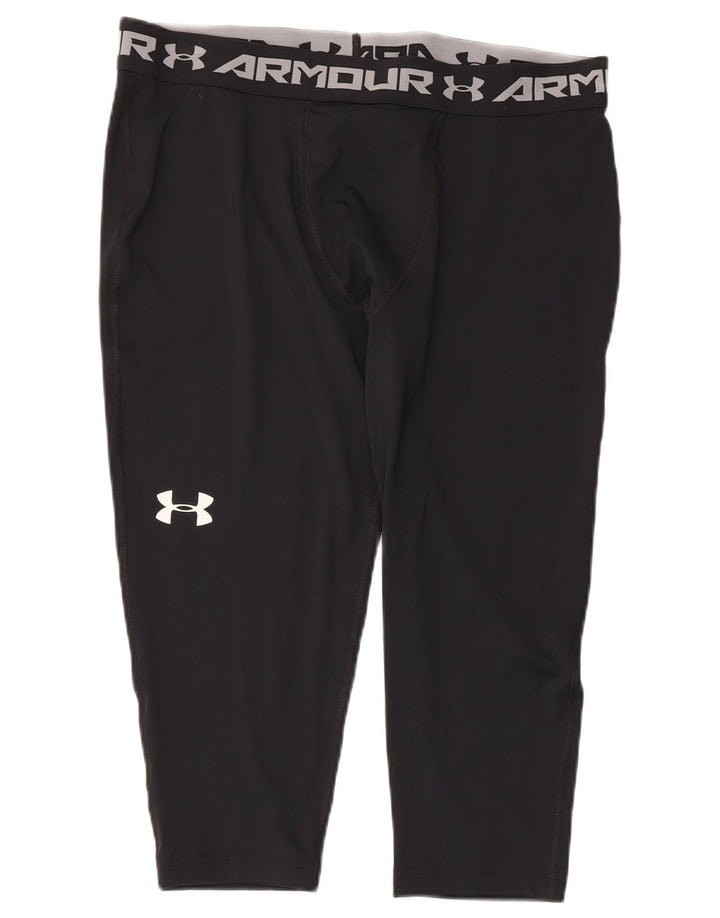 Męskie legginsy Capri Under Armour z grafiką, 2XL, czarny poliester