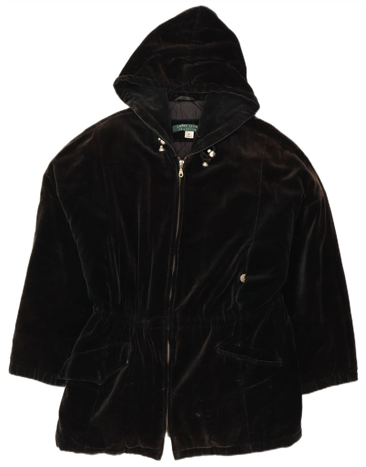 LARRY LEVINE Damska kurtka wiatrówka z kapturem i luźnym krojem UK 14, średnia czarna