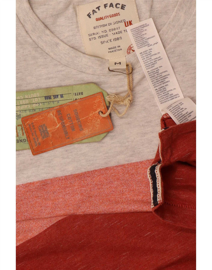 T-shirt męski Fat Face, bawełniany, w średnie czerwone paski