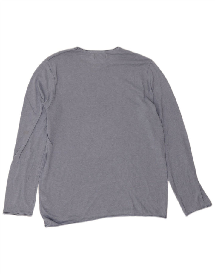 Męski sweter z okrągłym dekoltem Zara, średni niebieski, bawełniany