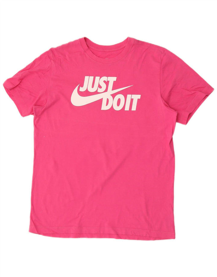 Męski T-shirt z grafiką NIKE, duży, różowy, bawełniany