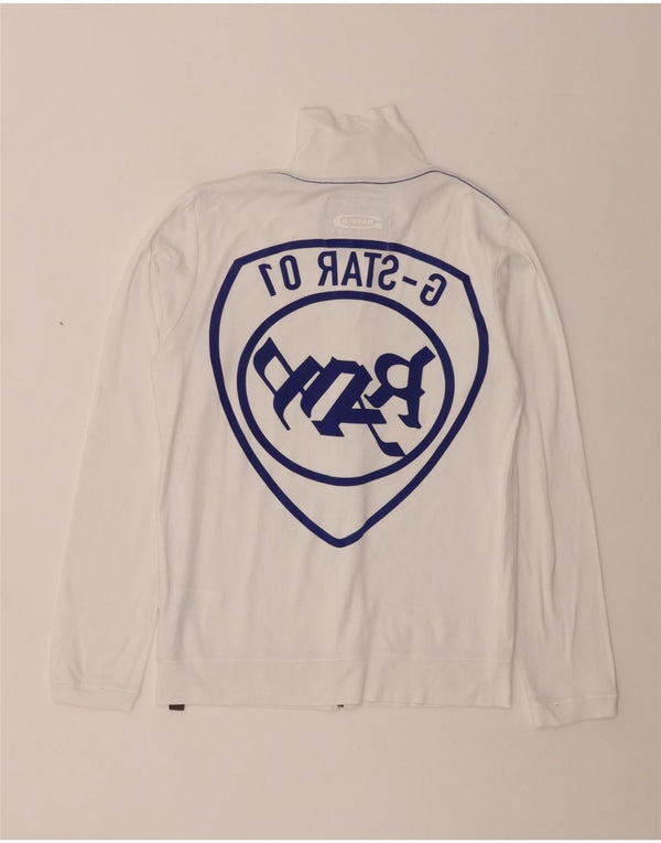 Damska kurtka dresowa z grafiką G-STAR UK 10, mała, biała, bawełniana