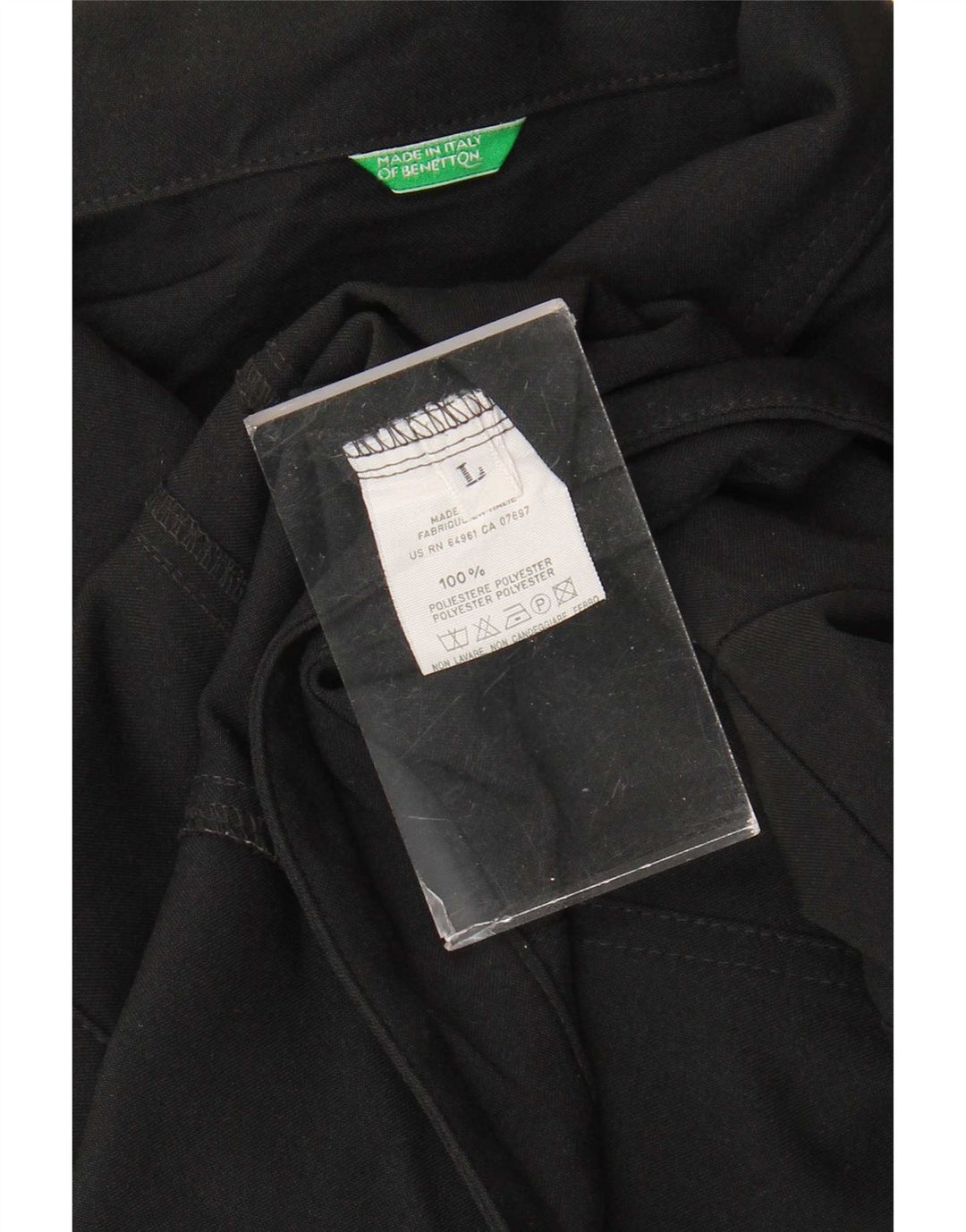 Benetton Damska Kurtka Bomber Krótka UK 14 Large Czarna Poliester