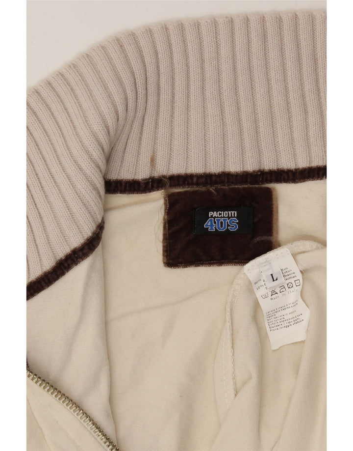 CESARE PACIOTTI Boys Graphic Tracksuit Top Jacket 11-12 Years Large Beige Vintage Cesare Paciotti and Second-Hand Cesare Paciotti from Messina Hembry 