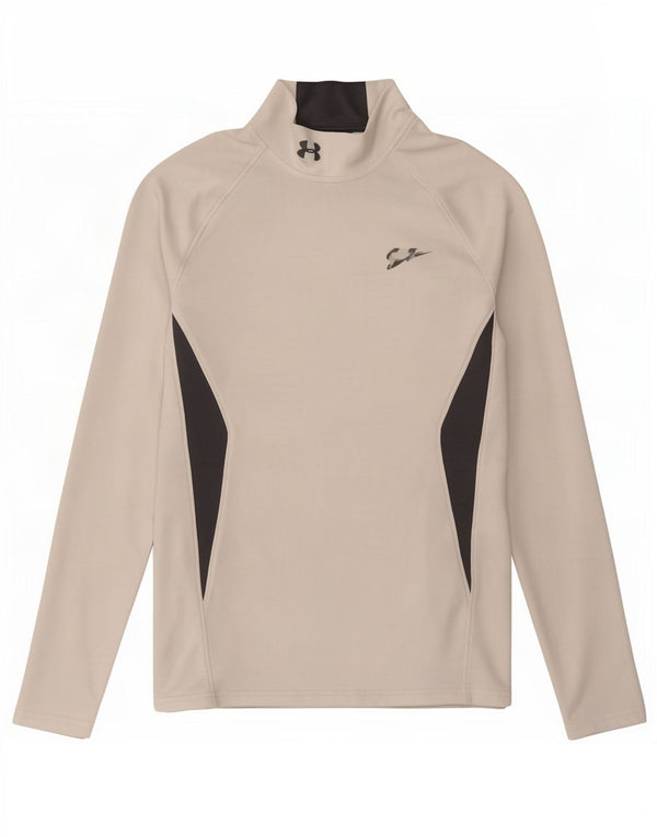 Męski top Under Armour Cold Gear z długim rękawem, mały, biały, w blokach kolorów
