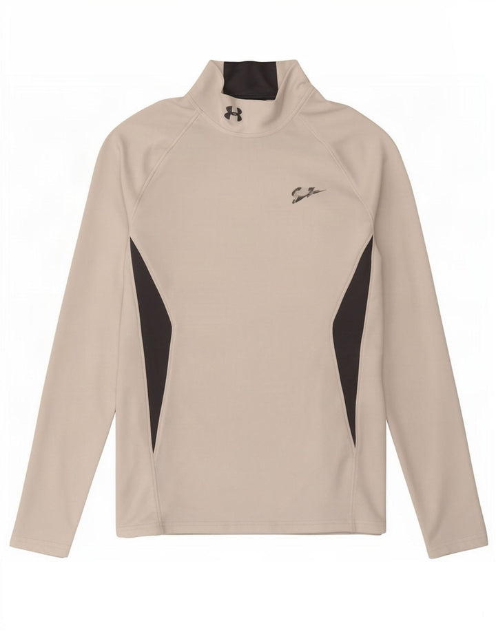 Męski top Under Armour Cold Gear z długim rękawem, mały, biały, w blokach kolorów