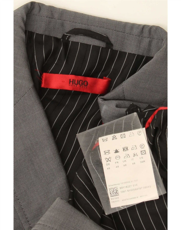 Męska marynarka zapinana na 2 guziki Hugo Boss EU 48 Średnia szara wełna