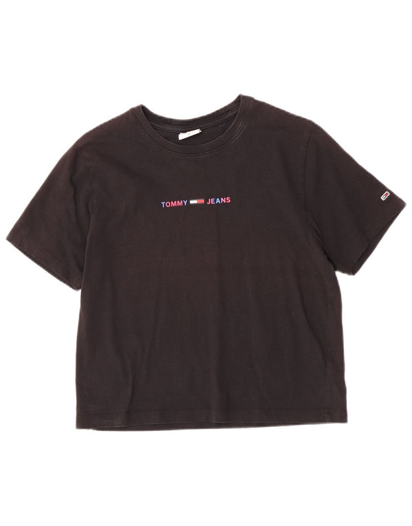 Damska koszulka Crop Graphic Tommy Hilfiger Top UK 6 XS, czarna bawełna