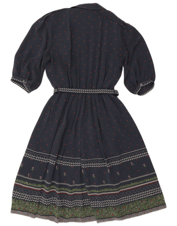 RALPH Damska sukienka o linii A z rękawem 3/4, EU 46 XL, granatowa, z kwiatowym poliestrem