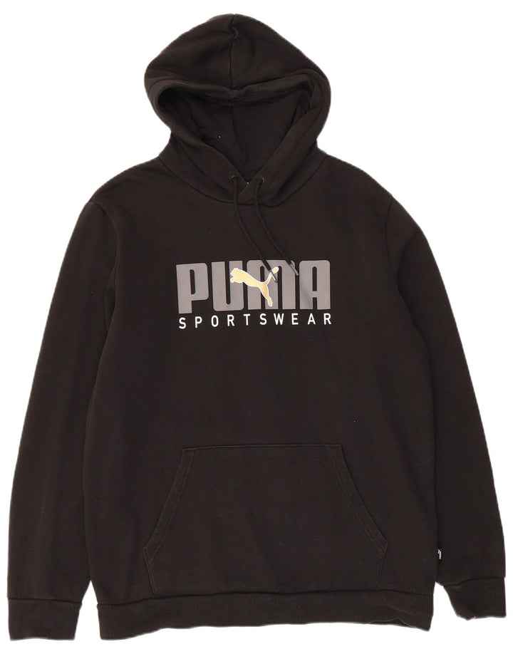 Męski sweter z kapturem Puma z grafiką, średni czarny, bawełniany