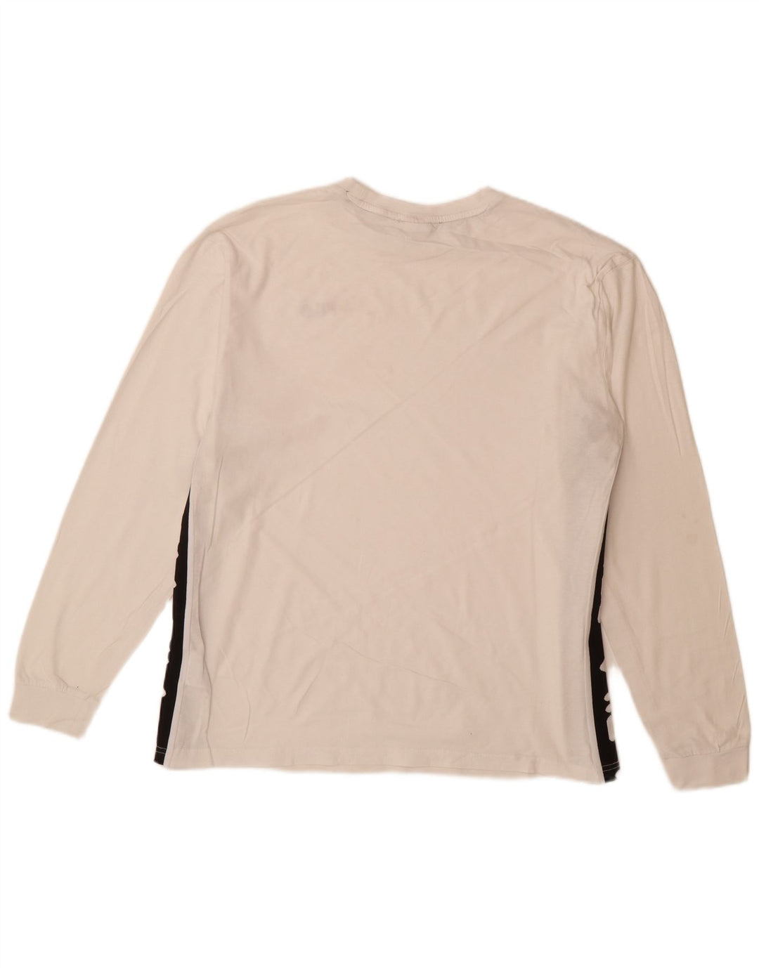 FILA Męski top graficzny z długim rękawem, duży, biały, bawełniany z blokami kolorów