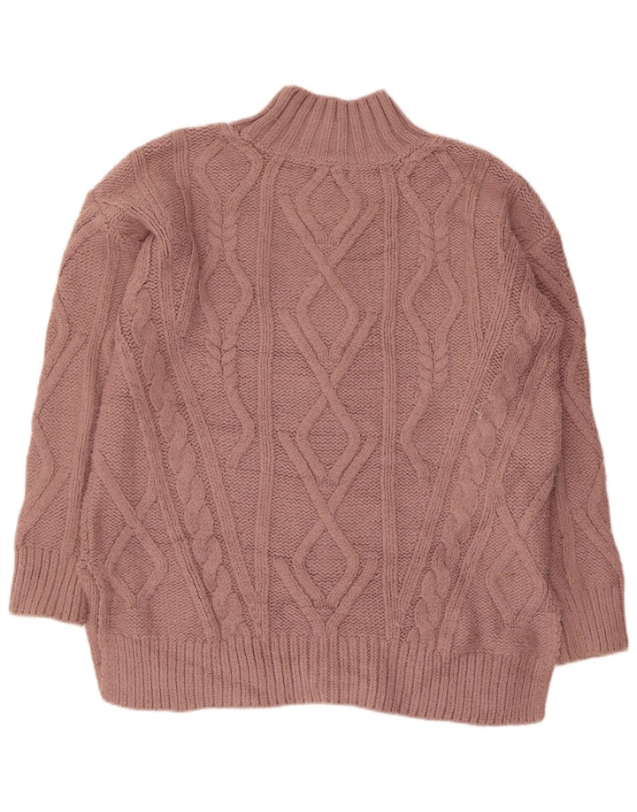 Damski sweter oversize Fat Face z golfem UK 10, mały różowy