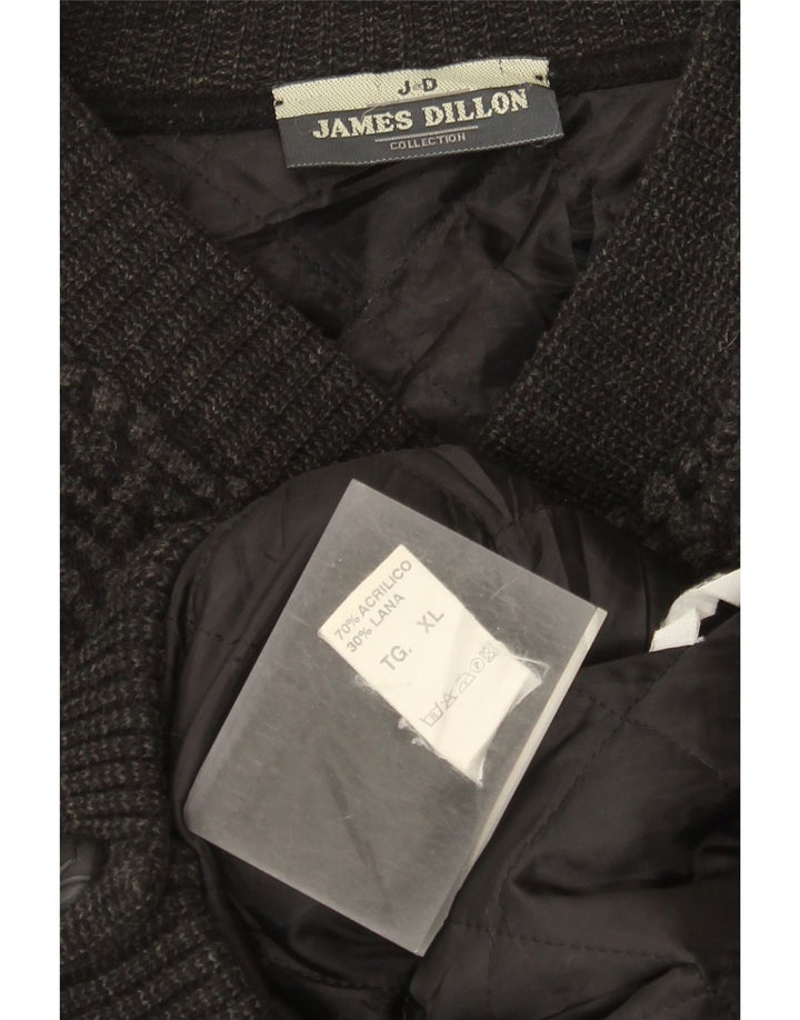 Męski sweter rozpinany James Dillon XL, szary, akrylowy jodełka
