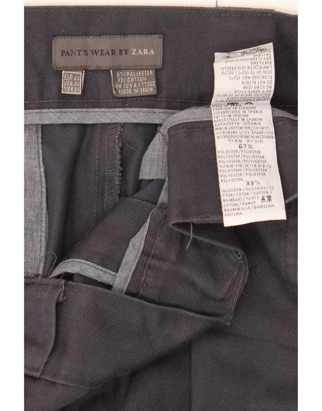 Męskie proste spodnie chino Zara EU 44 Large W34 L28 Szary poliester