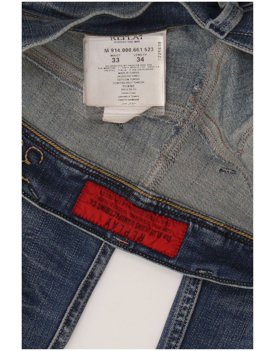 Męskie jeansy Replay Anbass Slim W33 L34 Niebieska bawełna