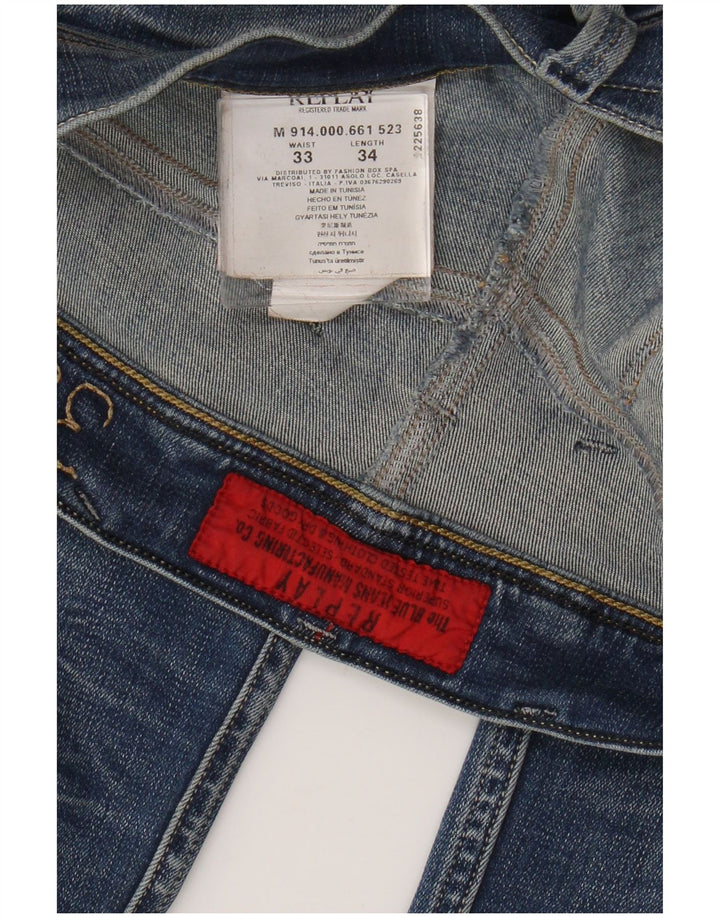 Męskie jeansy Replay Anbass Slim W33 L34 Niebieska bawełna