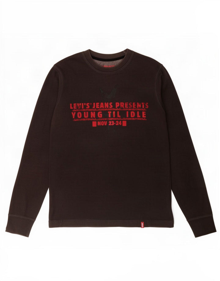 Męski graficzny top Levi's z długim rękawem, mały, czarny, bawełniany