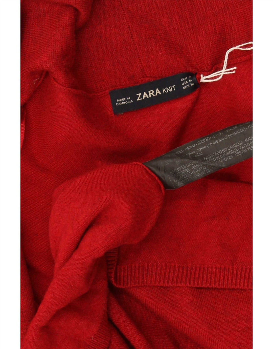 Sweter damski Zara UK 12, średni czerwony, wiskoza