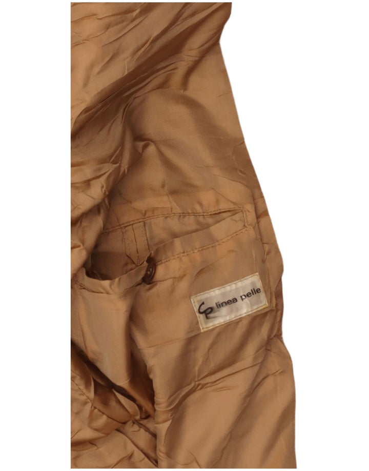 Vintage męska kurtka skórzana UK 38 średniej beżowej skóry