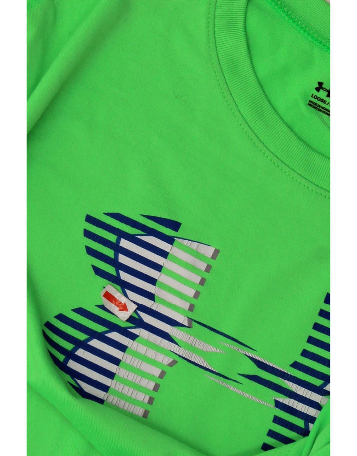 Chłopięcy T-shirt z grafiką UNDER ARMOUR Heat Gear 13-14 lat XL Zielony