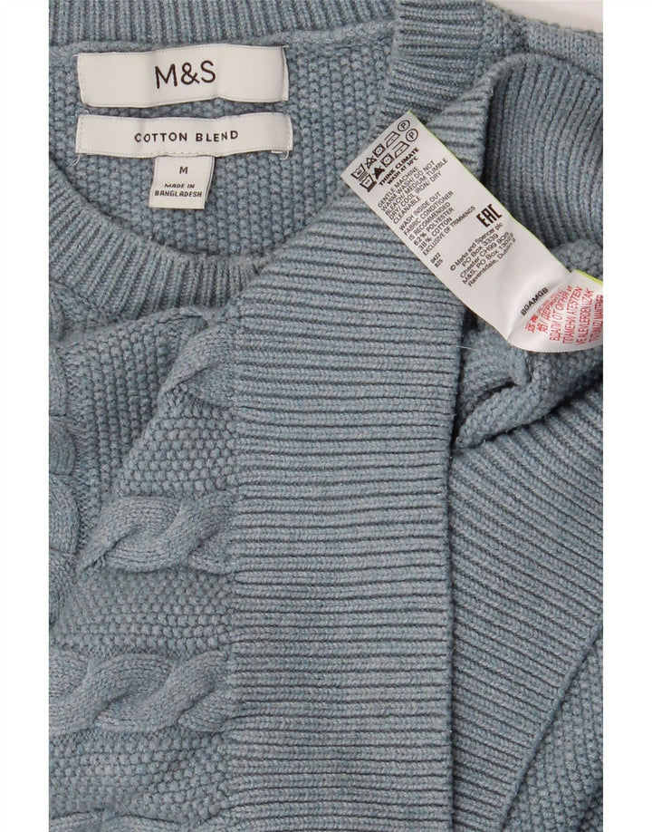Marks & Spencer Męski sweter z okrągłym dekoltem, średni niebieski, poliester