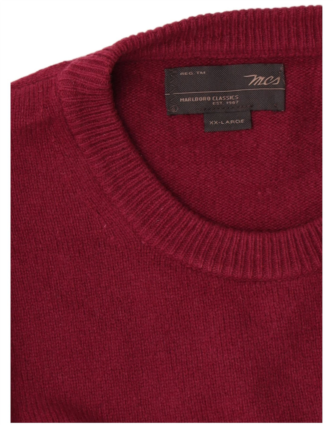Marlboro Classics Męski sweter z okrągłym dekoltem 2XL Burgundowa wełna
