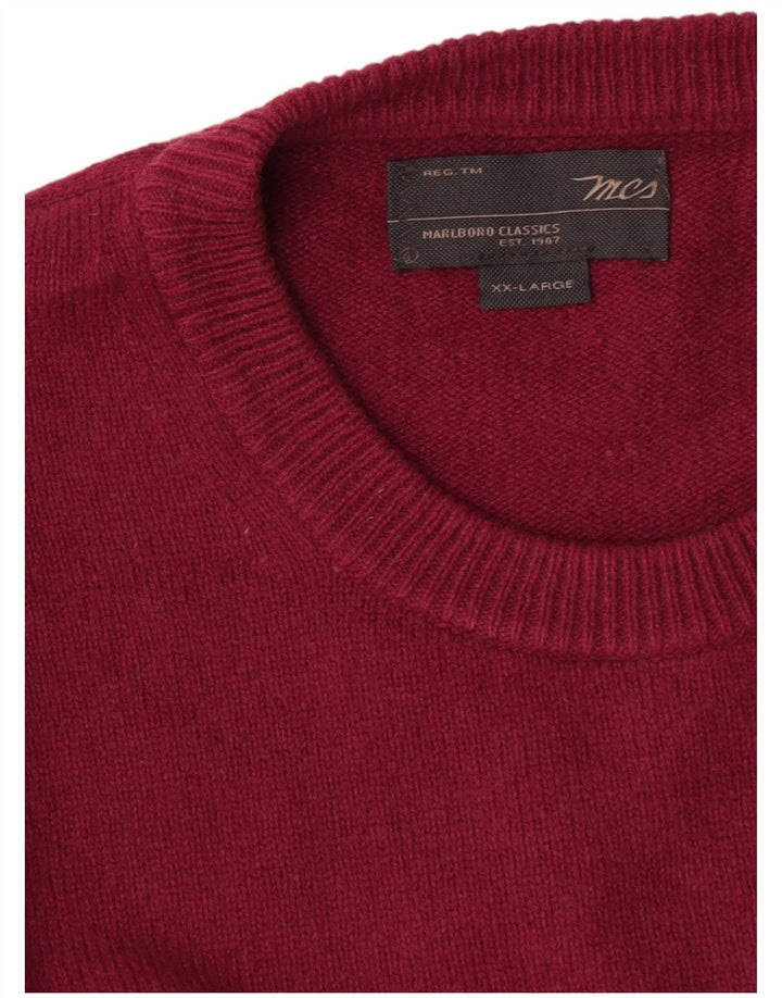 Marlboro Classics Męski sweter z okrągłym dekoltem 2XL Burgundowa wełna
