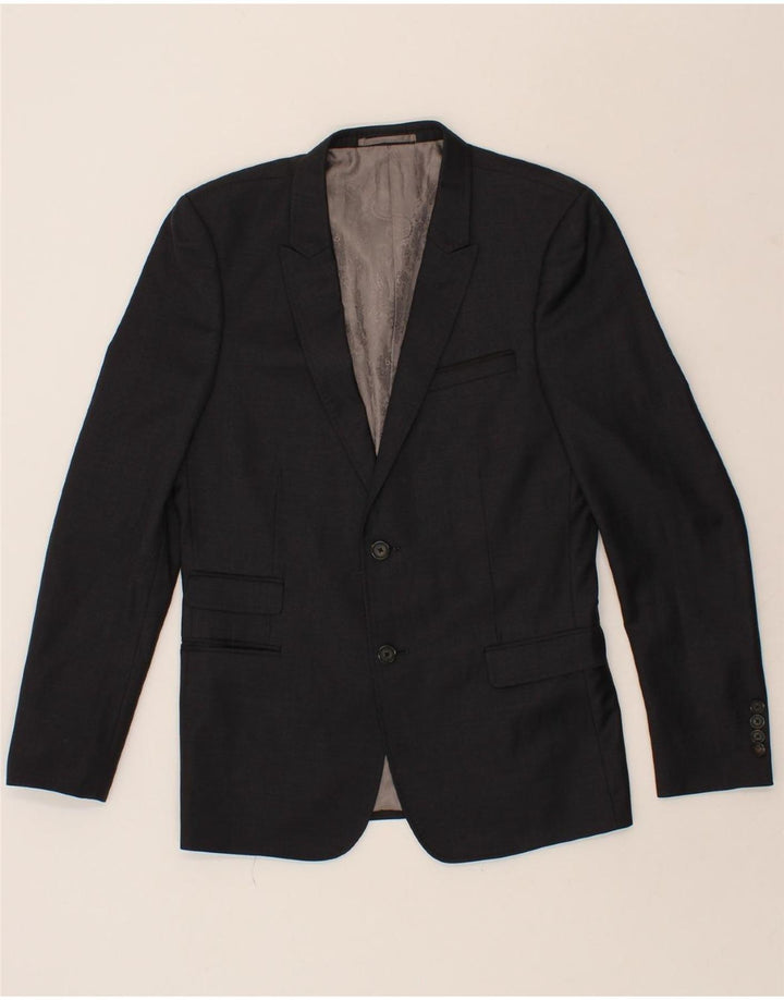 CHROM Męski 2-częściowy garnitur zapinany na 2 guziki UK 38 Medium W32 L30 Czarny