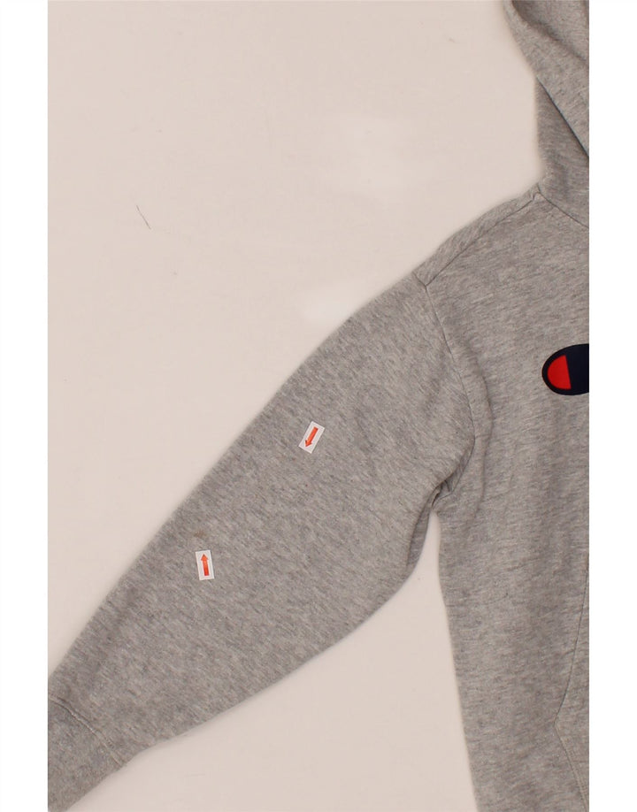 CHAMPION Boys Graphic Hoodie Jumper 7-8 Years Medium Grey Cotton Vintage Champion and Second-Hand Champion from Messina Hembry 