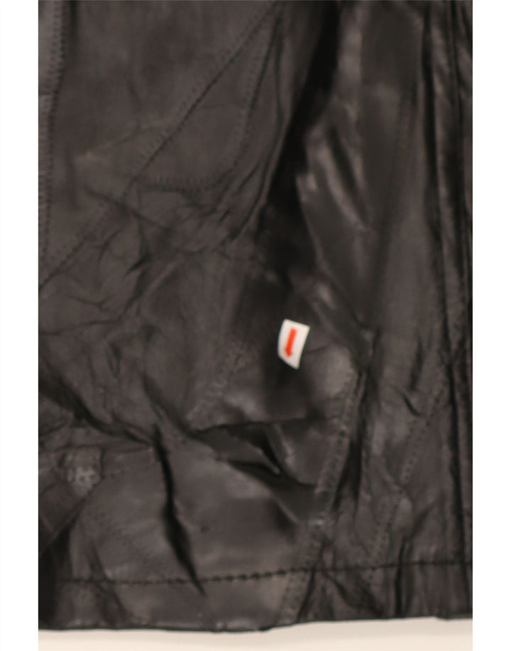 ALBERTO BRUNI Mens Leather Coat UK 40 Large Black Patchwork Vintage Alberto Bruni and Second-Hand Alberto Bruni from Messina Hembry 
