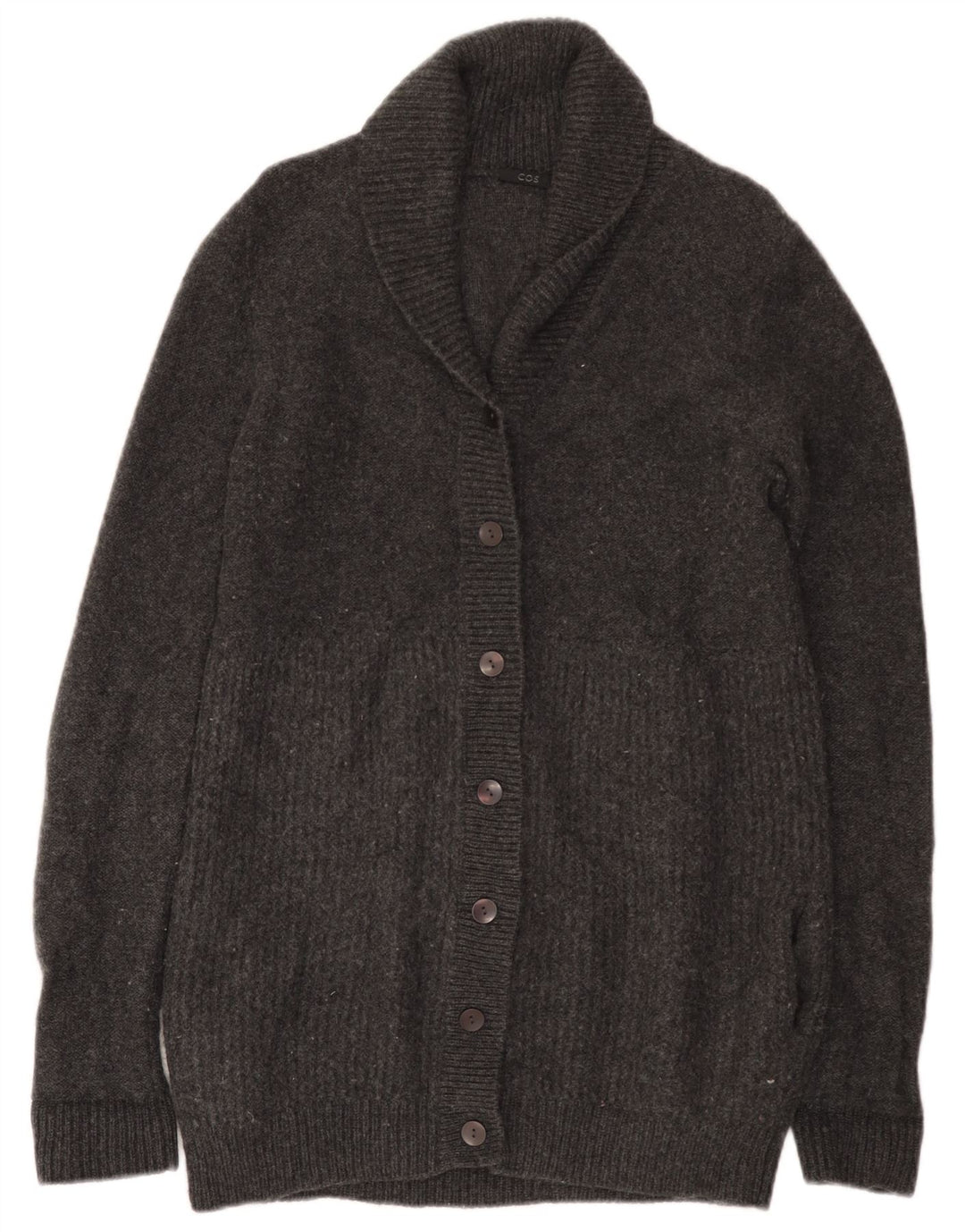 Cos Damski sweter o przedłużonym fasonie, UK 10, mała, szara wełna