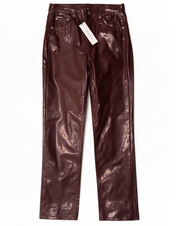 Proste spodnie damskie Topshop UK 8 Small W26 L26 Fioletowy poliuretan