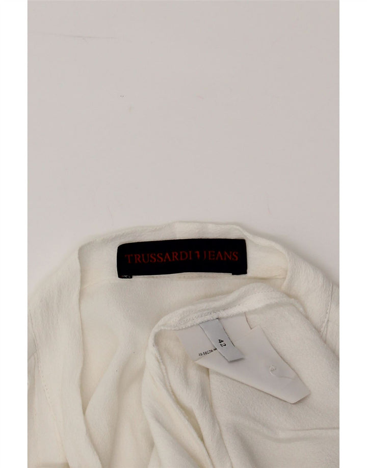 TRUSSARDI JEANS Womens Sleeveless Blouse Top IT 42 Medium White Viscose Vintage Trussardi Jeans and Second-Hand Trussardi Jeans from Messina Hembry 