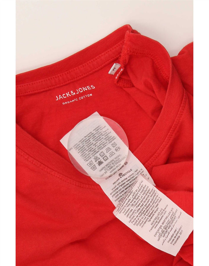 T-shirt męski Jack & Jones, bawełniany, średni czerwony