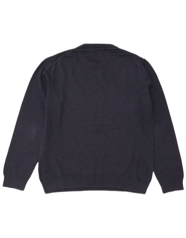 Gant Mens Crew Neck Jumper Sweater Large Navy Blue Cotton