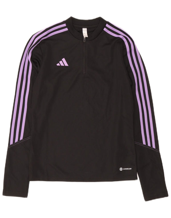 Adidas Damski Aeroready Zip Neck Sweter Dresowy Top UK 8/10 Mały Czarny