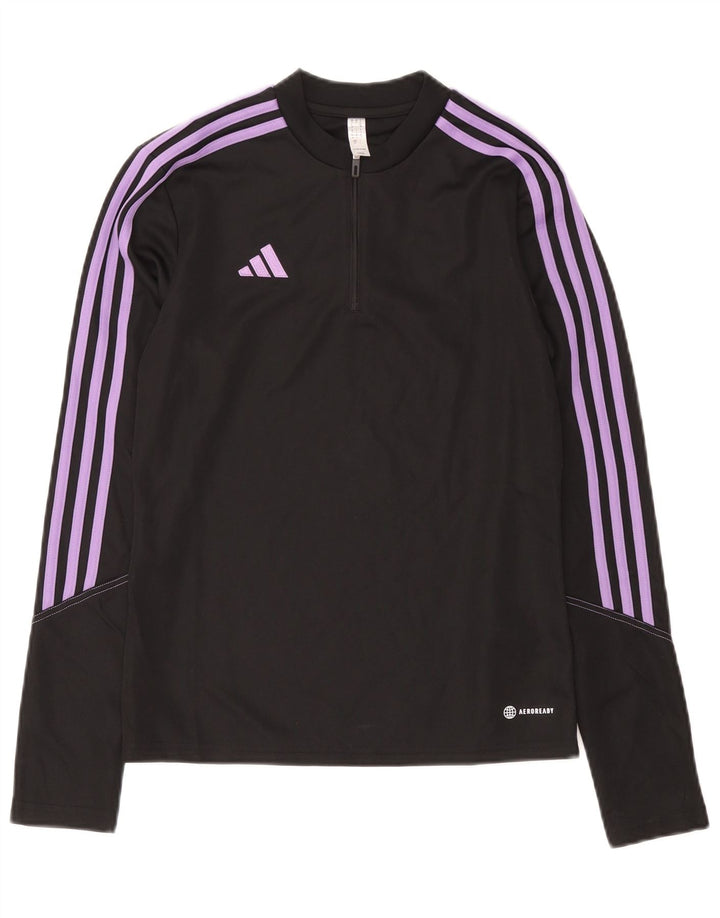 Adidas Damski Aeroready Zip Neck Sweter Dresowy Top UK 8/10 Mały Czarny