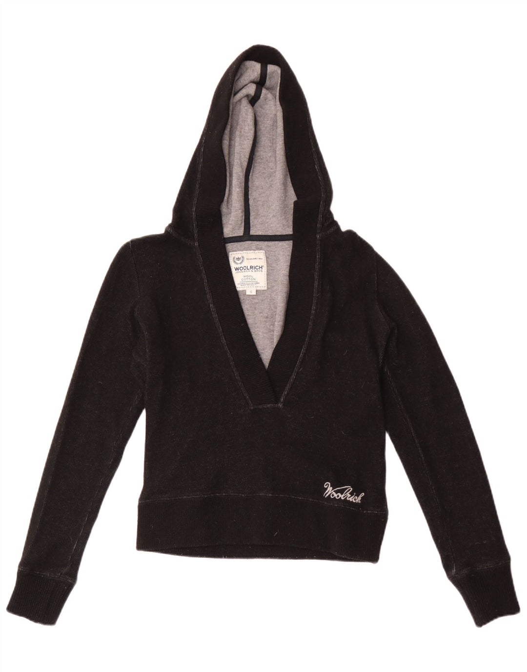 Damski sweter z kapturem Woolrich UK 10 Small Black Wełna