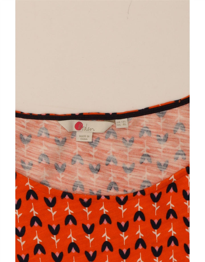 BODEN Womens Long Basic Dress UK 12 Medium Orange Geometric Cotton Vintage Boden and Second-Hand Boden from Messina Hembry 