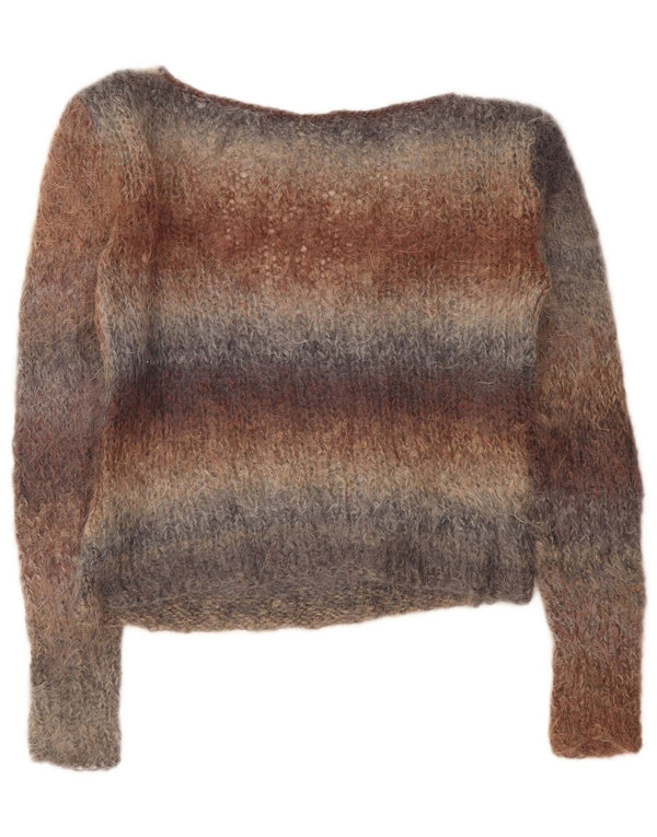 Sweter damski w stylu vintage z dekoltem w kształcie litery V, UK 14, średnie, wielokolorowe paski