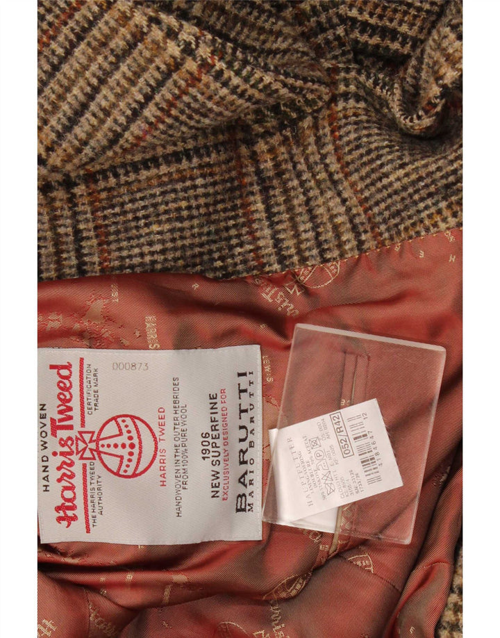 Męska marynarka zapinana na 2 guziki Harris Tweed IT 52 XL Wełniana brązowa kratka