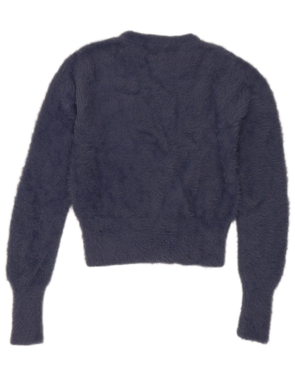 Damski sweter Zara z okrągłym dekoltem UK 12, średni granatowy nylon