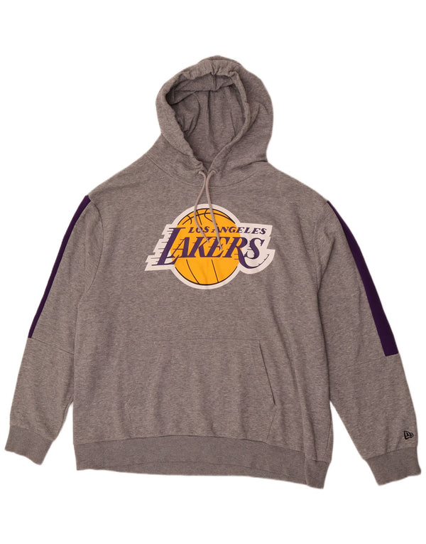 Męski sweter z kapturem New Era Los Angeles Lakers, 2XL, szary, blok kolorów