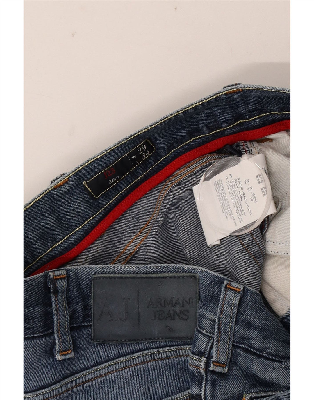 Damskie dżinsy Armani Slim W29 L34 Niebieskie bawełniane