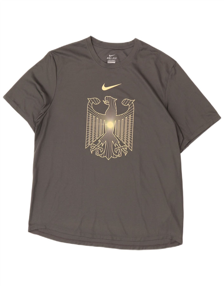 Męski T-shirt z grafiką Nike Dri Fit, duży, szary, poliestrowy