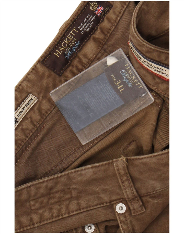 Męskie spodnie typu slim casual HACKETT W34 L34 Brązowa bawełna