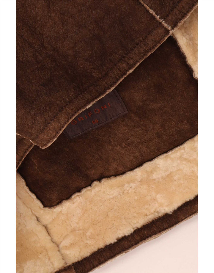 Męska kurtka Shearling Grifoni IT 50, duża, brązowa
